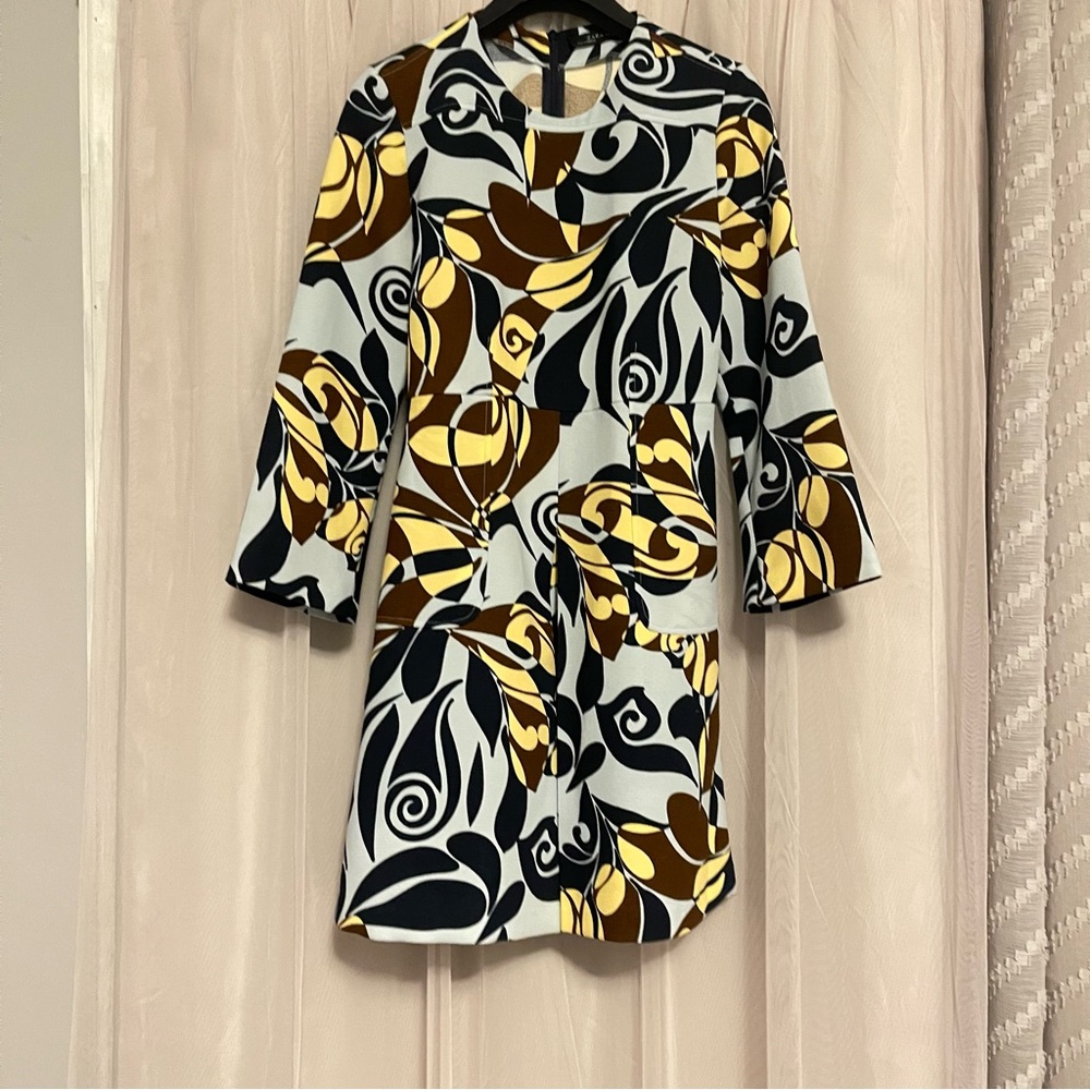 Zara Retro Style Trafaluc Flare-Sleeve Mini Pocketed Dress, Size S